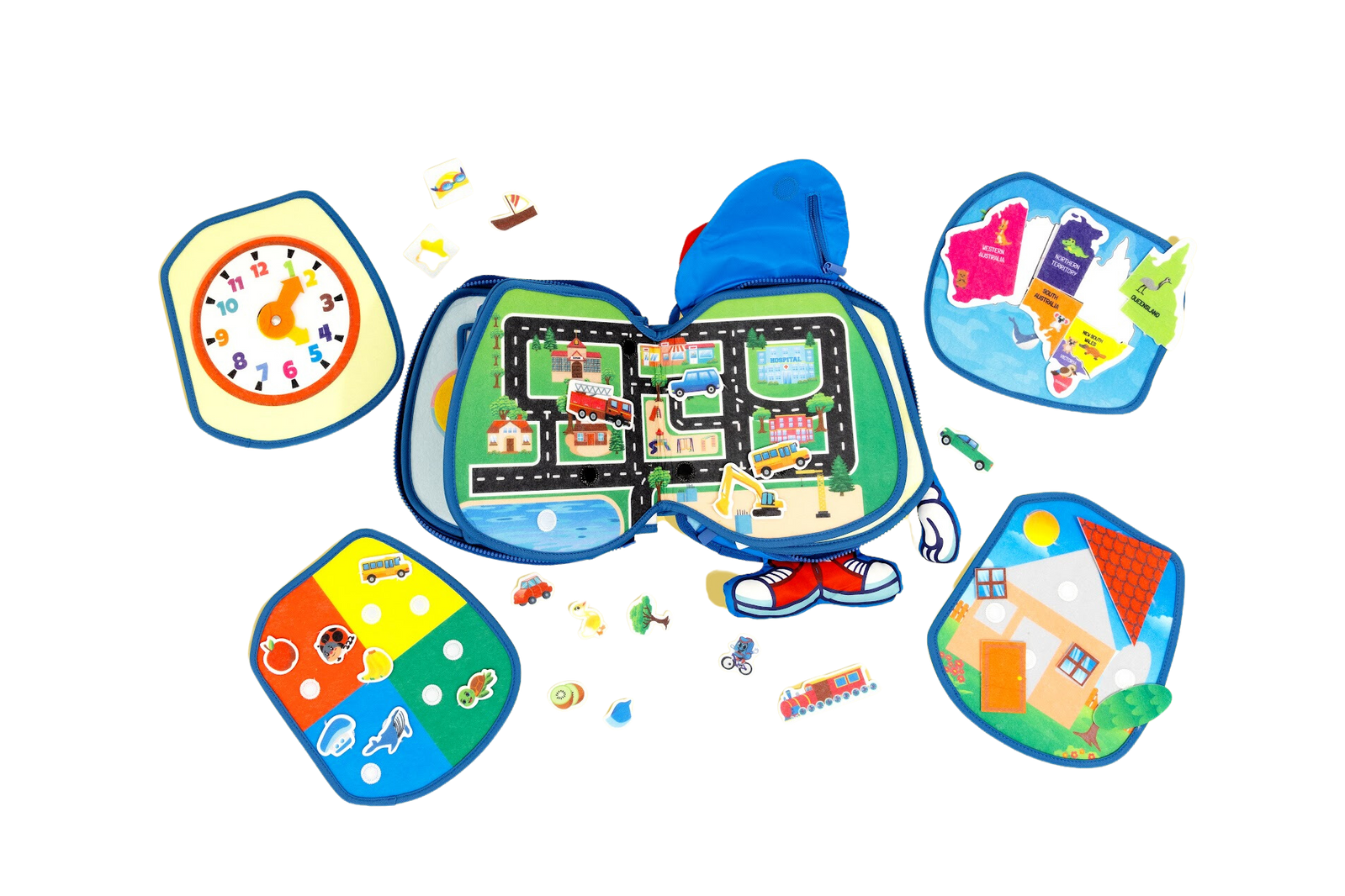Backpack with adventure items